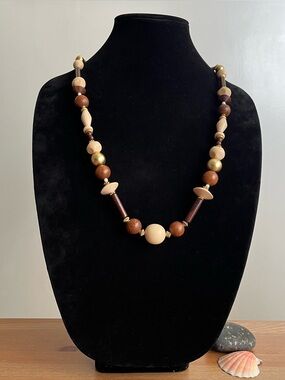 Ellen Designs vintage-style wooden bead necklace women's jewelry fashion boho